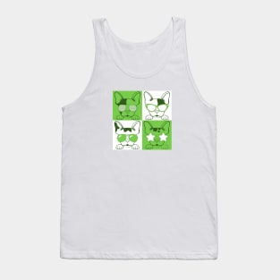 Frenchies with Glasses Green Tank Top